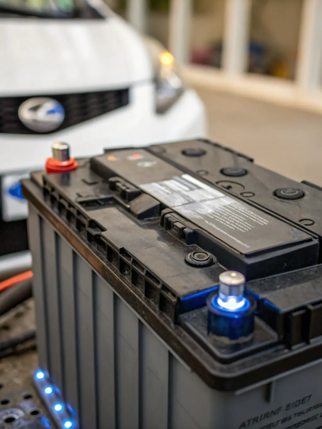 A detailed close-up shot of a solid-state battery module, highlighting its compact design and advanced materials, used in Nvehicles' latest EV models.